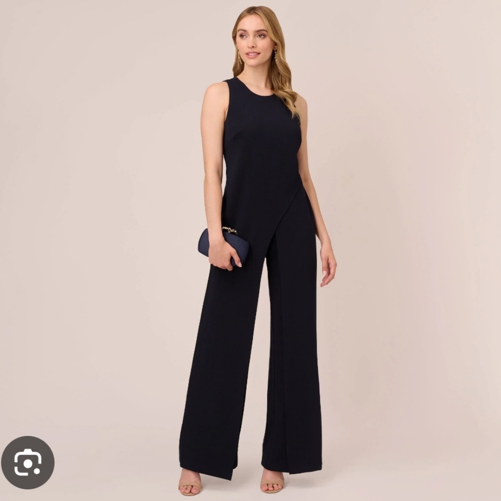 Adrianna Papell Crepe Bow Detail Jumpsuit
